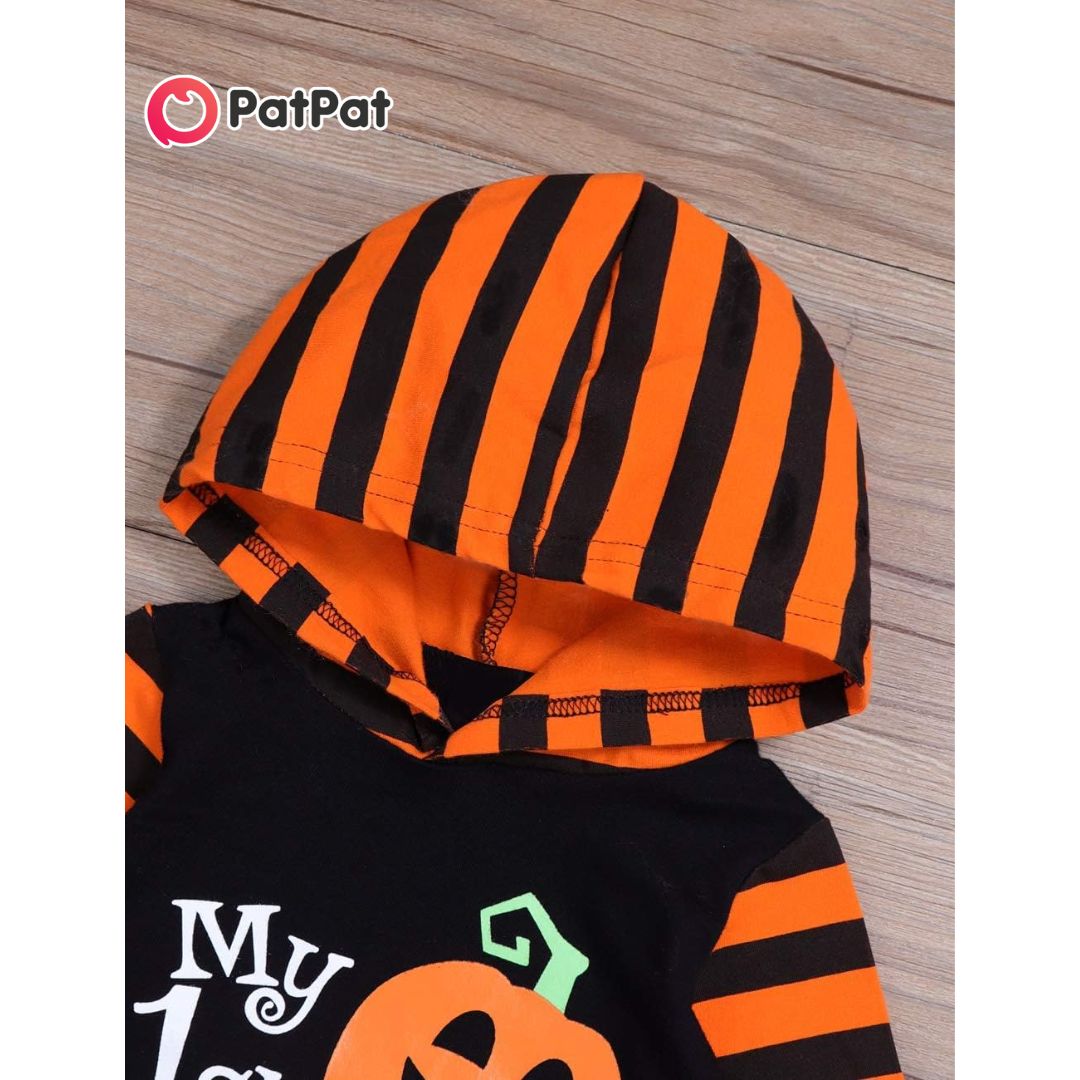 Traje de Halloween para bebé, niña, mi primer Halloween, calabaza, sudadera con capucha, mono de una sola pieza.