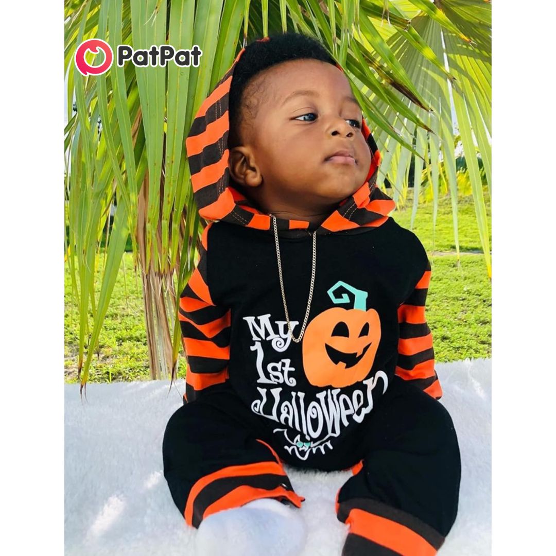 Traje de Halloween para bebé, niña, mi primer Halloween, calabaza, sudadera con capucha, mono de una sola pieza.