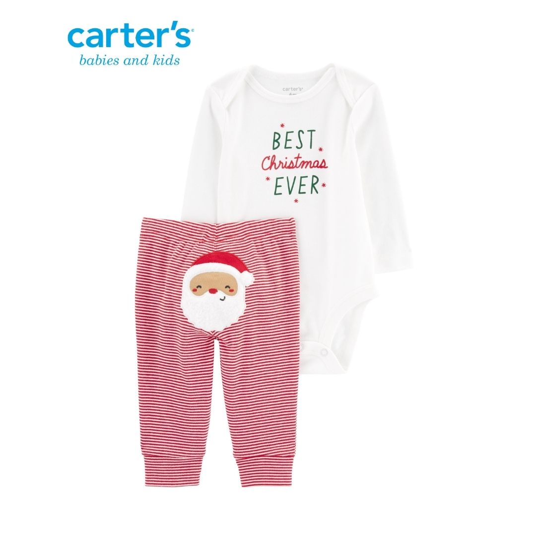 Conjunto de 2 piezas de pijama y pantalón navideño para bebé.