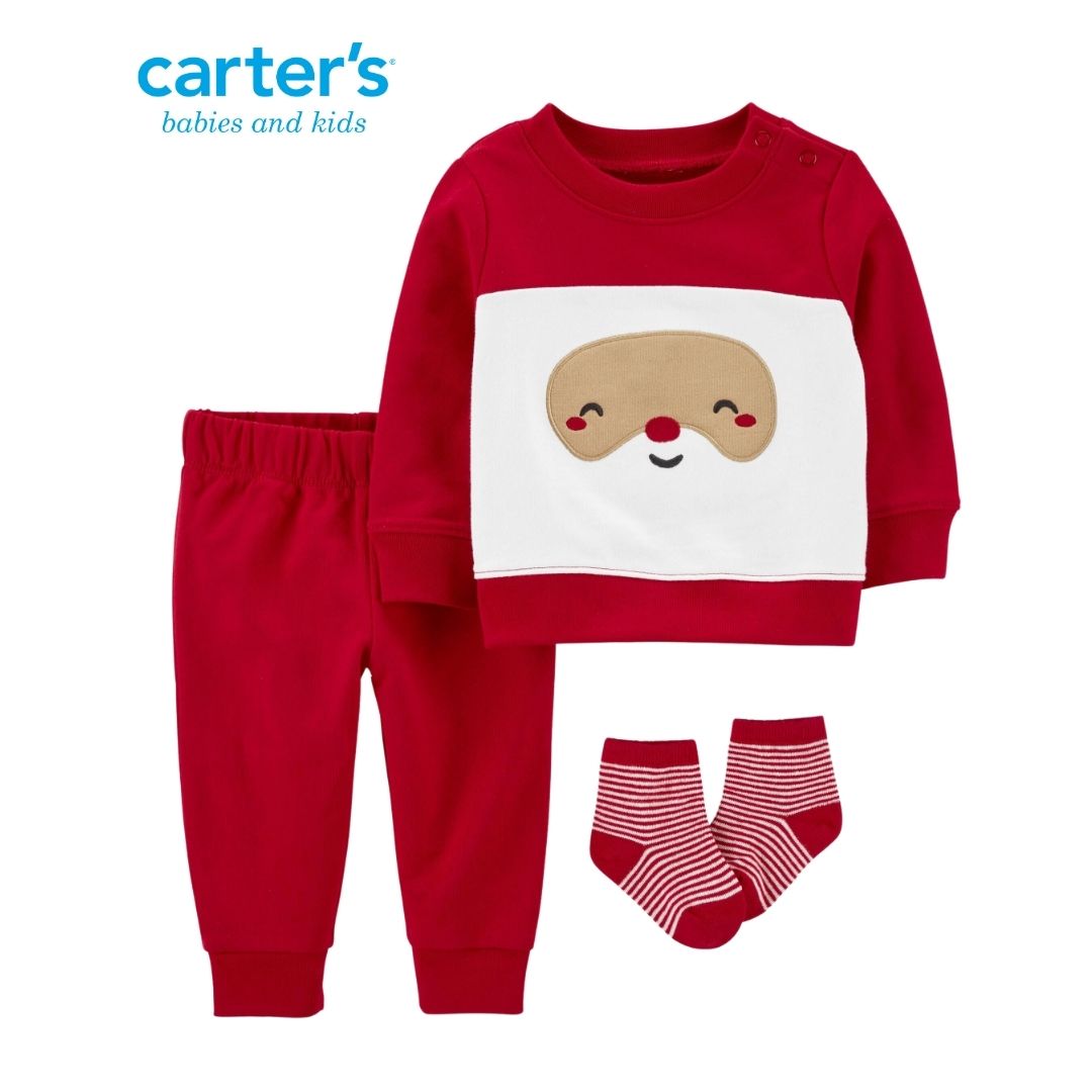 Conjunto de 3 piezas de Papá Noel para bebé.