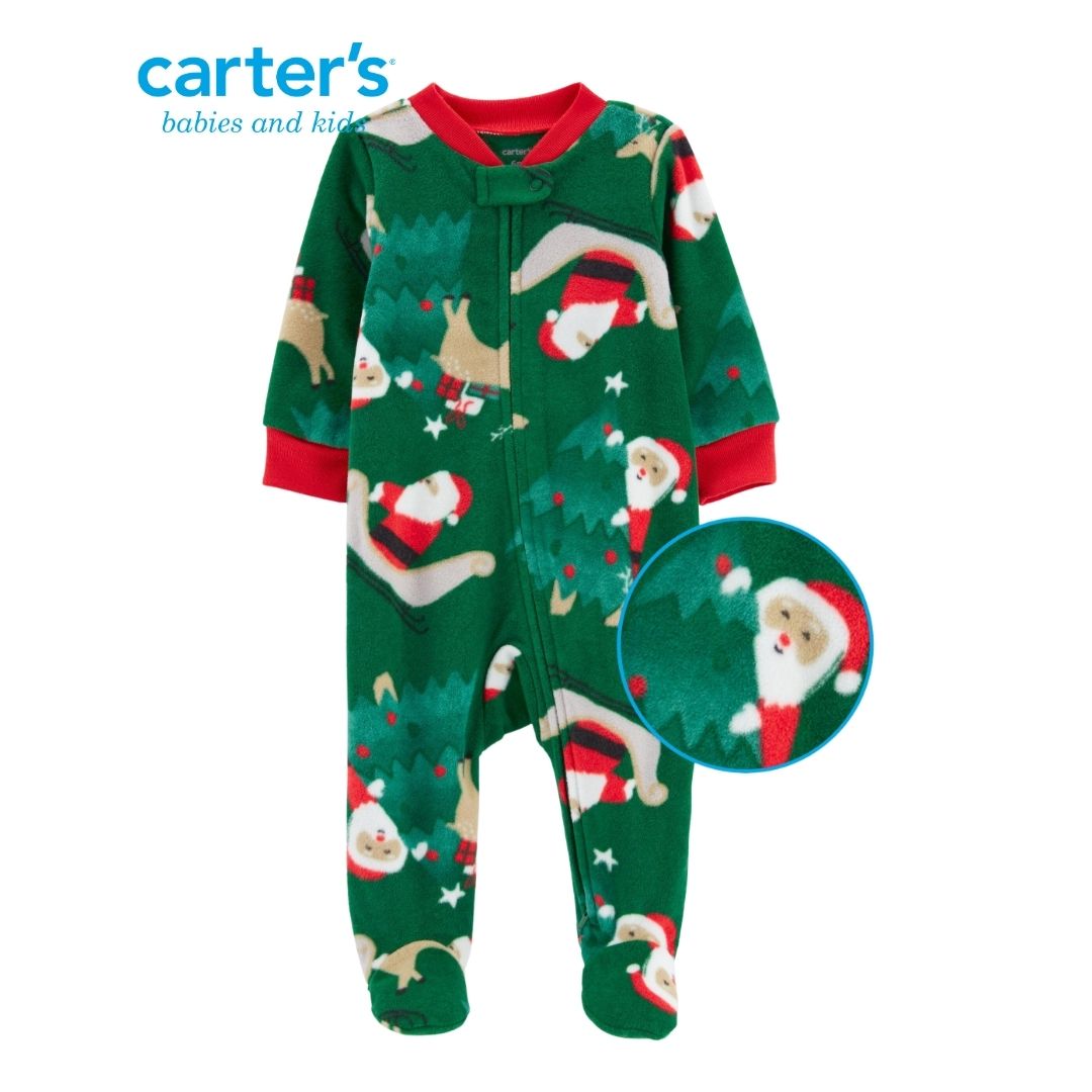 Pijama navideño de polar con cremallera para dormir y jugar.