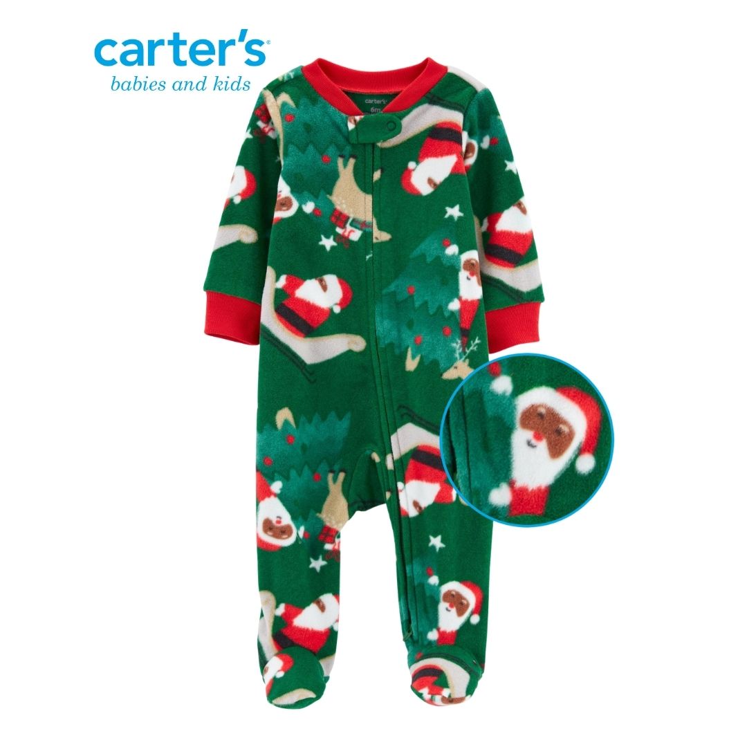 Pijama navideño de polar con cremallera para dormir y jugar.