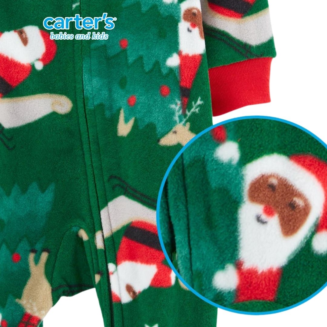 Pijama navideño de polar con cremallera para dormir y jugar.