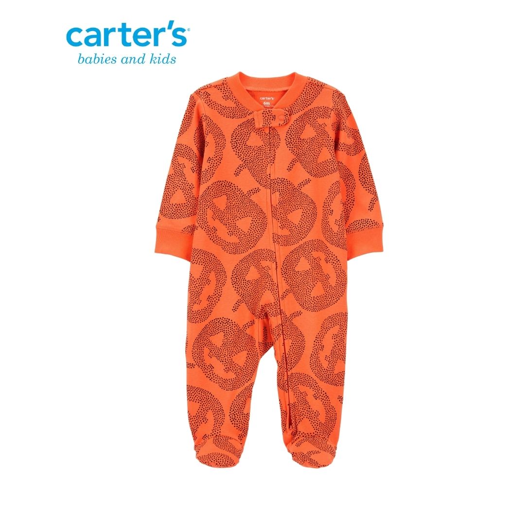 Pijama de algodón para dormir y jugar con cremallera bidireccional para bebé de Halloween.