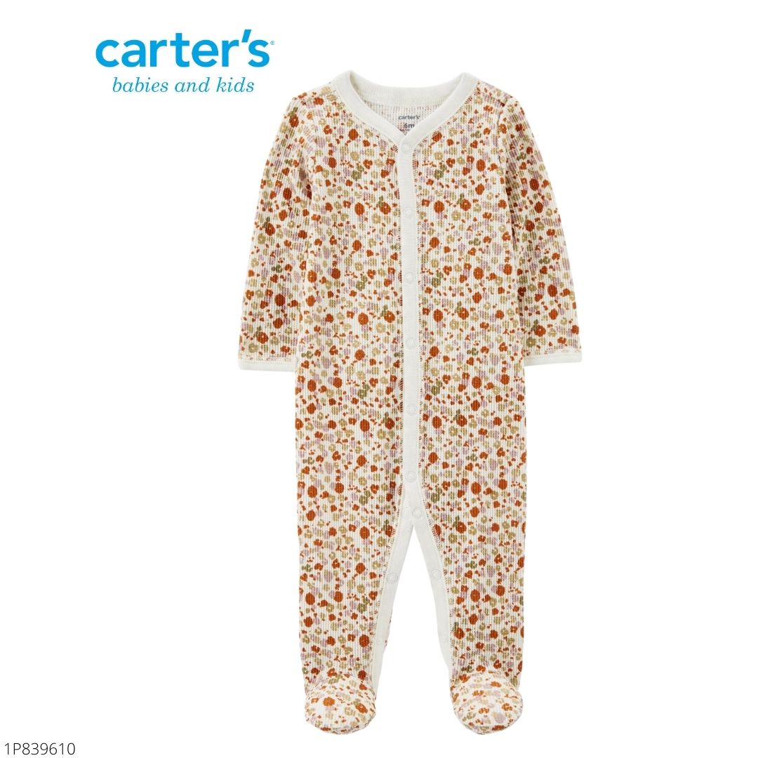 Pijama térmico para dormir y jugar con botones a presión y estampado floral para bebé.