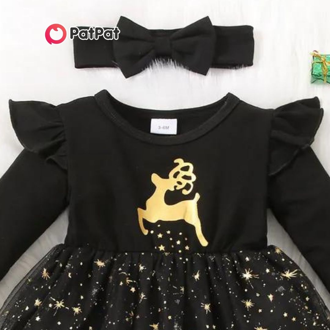 Vestido negro navideño.