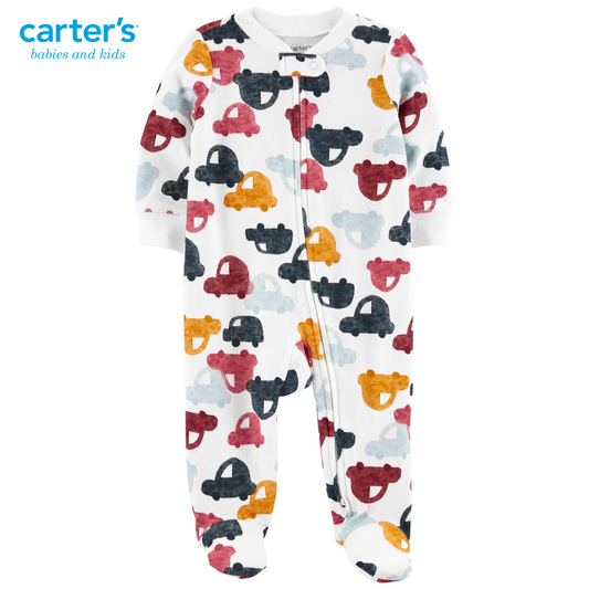 Pijama para dormir y jugar de algodón con cremallera bidireccional Baby Cars